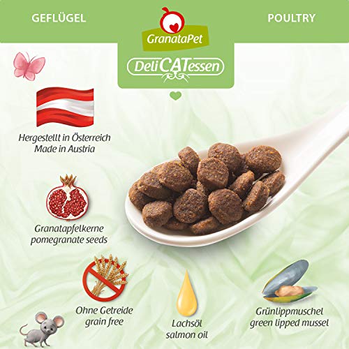 GranataPet DeliCatessen Geflügel Adult, Trockenfutter für Katzen, schmackhaftes Katzenfutter, Alleinfuttermittel ohne Getreide & ohne Zuckerzusätze, 9 kg