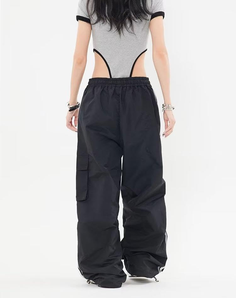 Cargo Parachute Pants Baggy Sweatpants for Women Drawstring Hip Hop Wide Leg Trousers Casual Joggers Y2k Streetwear4