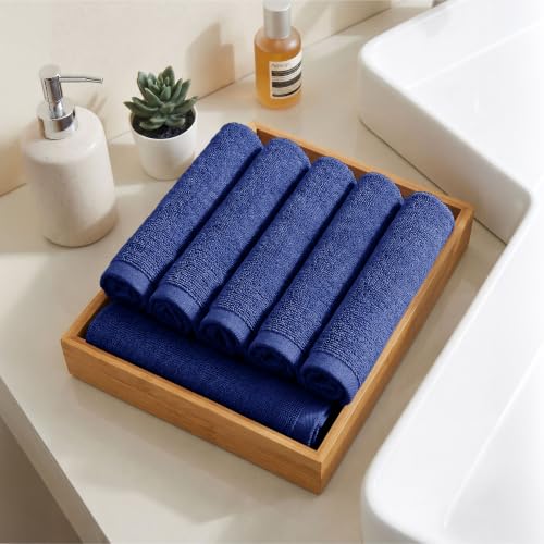Image of MYTRIDENT Face Towel | Urban Comfort | Quick Drying | Travel Friendly | for Men /Women | 6 Pc Face Towel (30 cm x 30 cm) | 100% Cotton 450 GSM - Navy