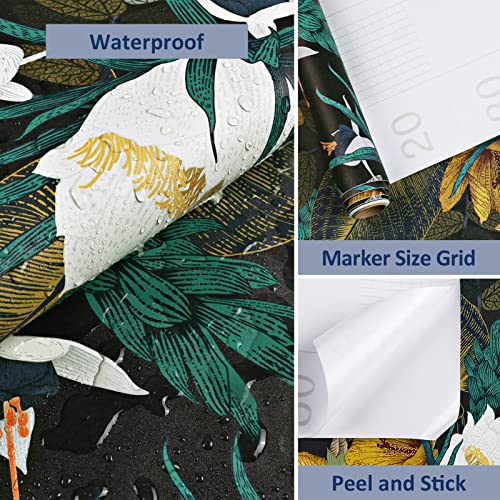 Westick Floral Peel And Stick Wallpaper Dark Vintage Wallpaper Black Gold Leaves Floral Contact Paper Removable Tropical Peel And Stick Floral Wall Paper For Bedroom Walls Cabinets Vinyl 17.5” X 118“ #TOP4