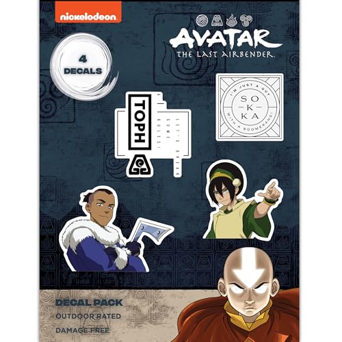 Avatar The Last Airbender Decals - Set of 4 Toph Beifong, Sokka Anime Vinyl Stickers for Car Window Laptop Water Bottle Truck Bumper Air Bender Vehicle Accessories