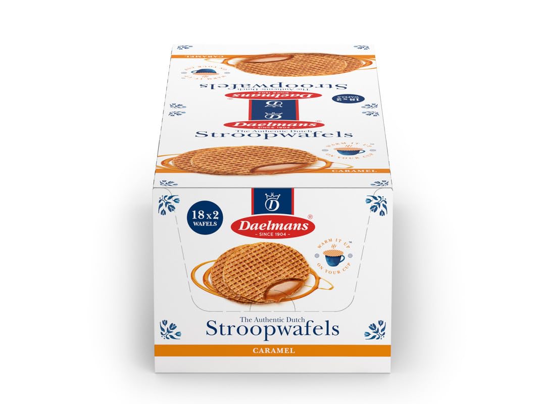 Daelmans Stroopwafels - Waffle al caramello - 78 g x 18 in una scatola - Autentica cialda olandese al caramello - Stroopwaffels