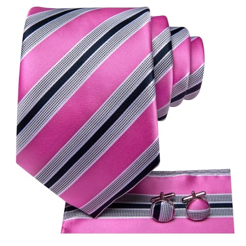Image of Dubulle Mens Tie Set Solid Paisley Silk Striped Necktie for Men with Cufflinks Tie and Pocket Square