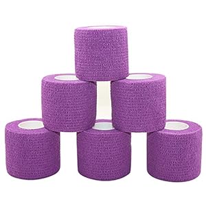 COMOmed 6 Rolls Purple Cohesive Bandage 5ｃm X４.5cm, Flexible Bandage,Non-Woven Cohesive, Athletic Tape,Vet wrap,Wraps Bandage,Suitable for Sensitive Skin…