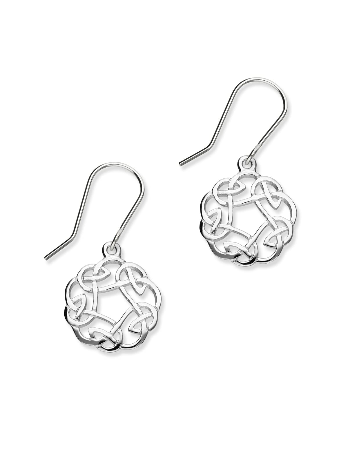 Ortak 925 Sterling Silver Handmade Drop Earrings, Celtic Knots Artwork Inspired Design, High Polished, Scottish Fine Jewellery, Made In Orkney Islands, Scotland