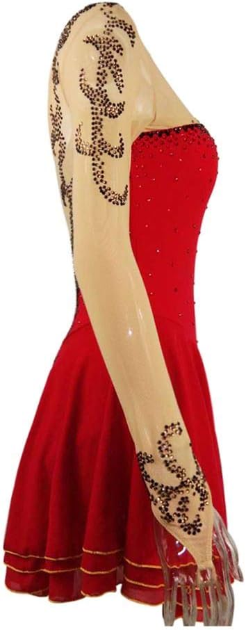 LIUHUO Children Figure Skating Dress Adult Skating Skirt Long Sleeves Girls High Elasticity Ice Skating Competitive Clothing