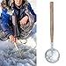 Pilipane 2PCS Silver Wooden Handle Iron Winter Ice Fishing Skimmer, Toothed Scoop Compact and for Long-Lasting Design Portable Angler Tackle Accessory, for Easy Fishing in Cold Weather