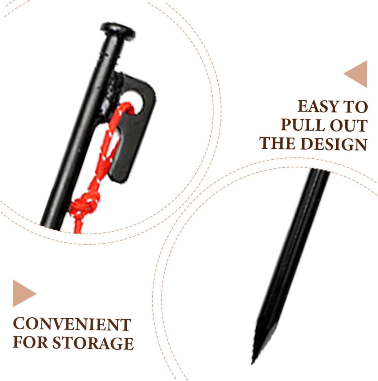 Veemoon Heavy Duty Metal Tent Stakes and Tarp Spikes Set 10pcs 30cm Black Steel Tent Pegs with Storage Bag for Outdoor Camping and Windproof Shelter Anchoring