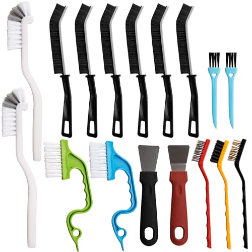 NuoDunco 17 Pcs Small Crevice Cleaning Brush Set Multifunctional Groove Gap Cleaning Tool for Cleaning Kitchen Bathroom Corner Grout Sink Door Window Track Cup