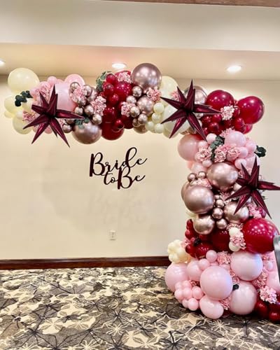 Image of 3pcs 26inch 3D wine red (Burgundy) Explosion Star foil balloon, wine red Foil Cone Star burst Balloons for Birthday Wedding New Year Party Event
