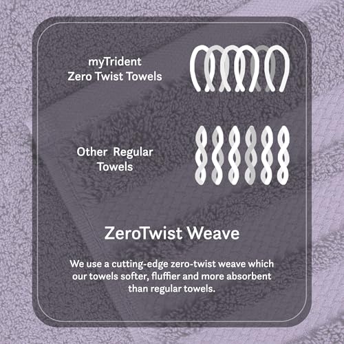 Image of MYTRIDENT Towels for Bath Large Size | Finesse Collection, 2 Piece Bath Towels | 75 cm x 150 cm | 625 GSM, Zero-Twist, Luxuriously Soft, 100% Cotton - Purple