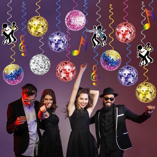 Image of 40Pcs Disco Party Hanging Swirl Decorations Disco Ball Hanging Swirls Disco Party Decorations 70s Party Hanging Swirls Ceiling Decor for Disco Themed 1970s Birthday Party Favors Supplies
