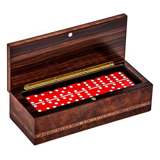 Bello Collezioni - Via Prato Luxury Double Six Professional Jumbo Size Tournament Dominoes Set in a Briarwood Box from Italy