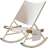 Folding Patio Outdoor Rocker Chairs,Comfortable Folding Freestyle Lounge Chair with Side Pocket Carry Bag,Hard Armrests,Supports 400 lbs-White