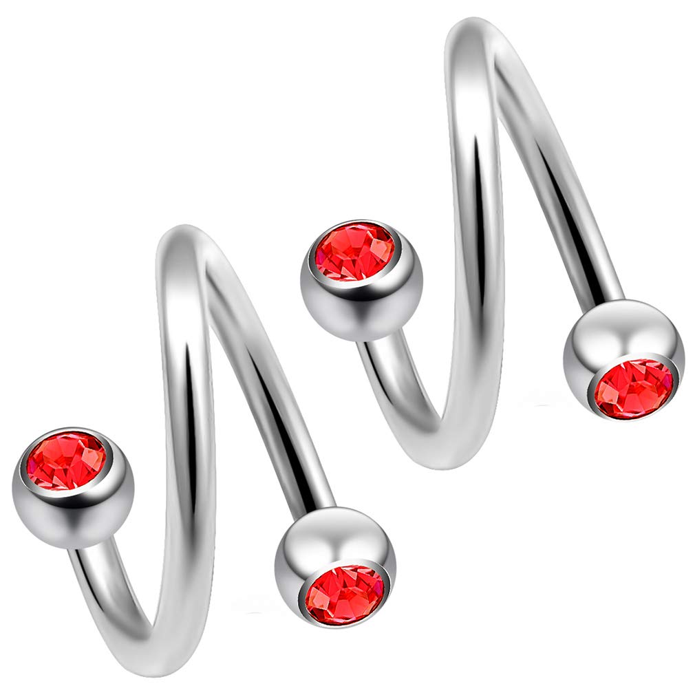 Buy 2pc Twisted Barbell 16g Piercing Earrings Helix Cartilage Twist