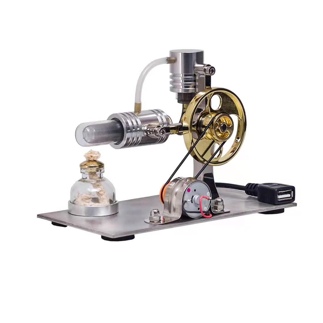 CreativeBlocker Moteur Stirling Modèle adulte en métal - Machine à vapeur modèle L - Boîte d'expérimentation scientifique