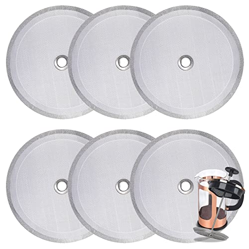 6 Pieces Attsky French Press Filter, 4 Inch Stainless Steel Mesh Screen and Replacement Parts for...
