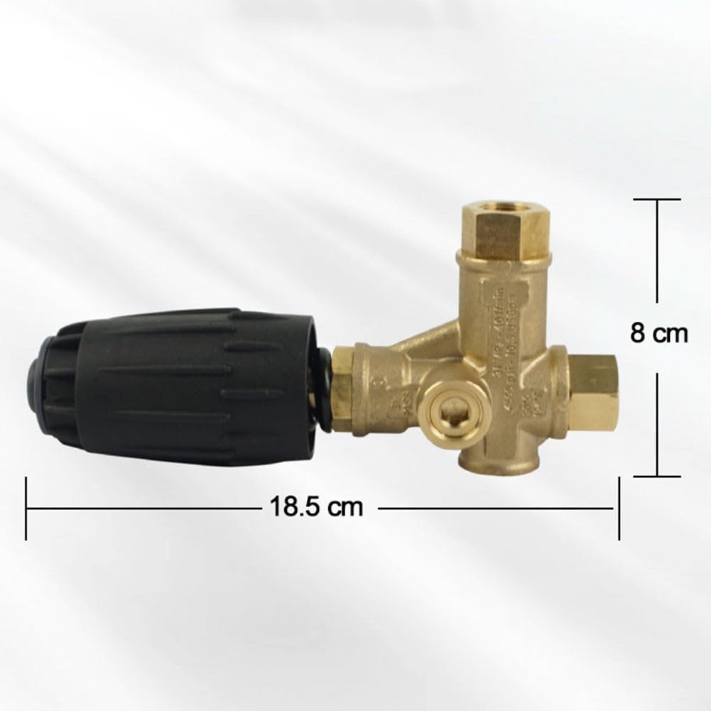 Valvola di scarico VRT3 per idropulitrici, 140 bar, 40 LPM, ottone e acciaio, design a pressione intrappolata, alta temperatura 90 °C, pulizia giardino e esterno