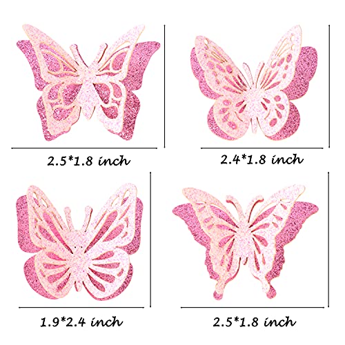 24Pcs Butterfly Cupcake Toppers,Butterfly Party Decoration 3D Glitter Cupcake Toppers For Wedding Baby Shower Butterfly Partysupplies #TOP7