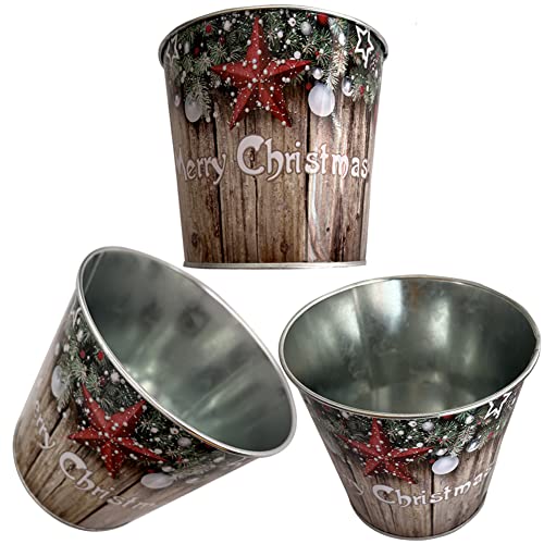 Wistart 3 Packs Christmas Metal Planters Indoor Christmas Flower Plant Pots Basket Christmas Gardening Containers For Balconies Gardens Patios Office Parties Home Décor(6 Inches) #TOP7