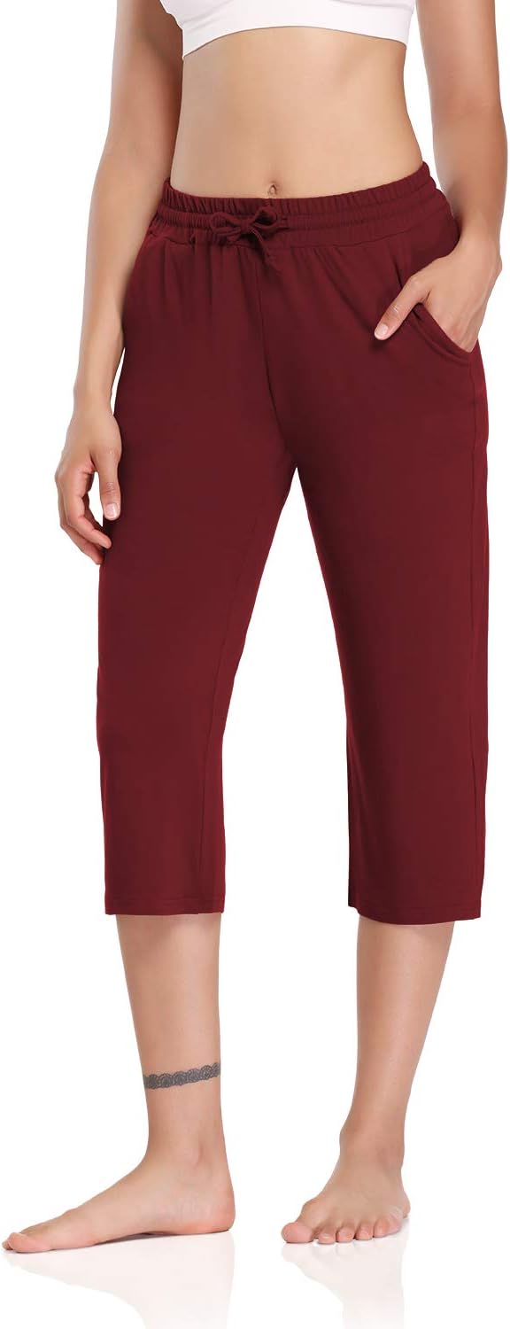 DIBAOLONG Womens Yoga Pants Capri Wide Leg Comfy Drawstring Loose Lounge Workout Pants with Pockets