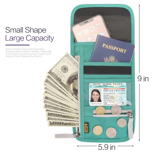 Image of Neck Wallet Lightweight RFID Blocking Waterproof Travel Pouch Passport Wallets for Women Men