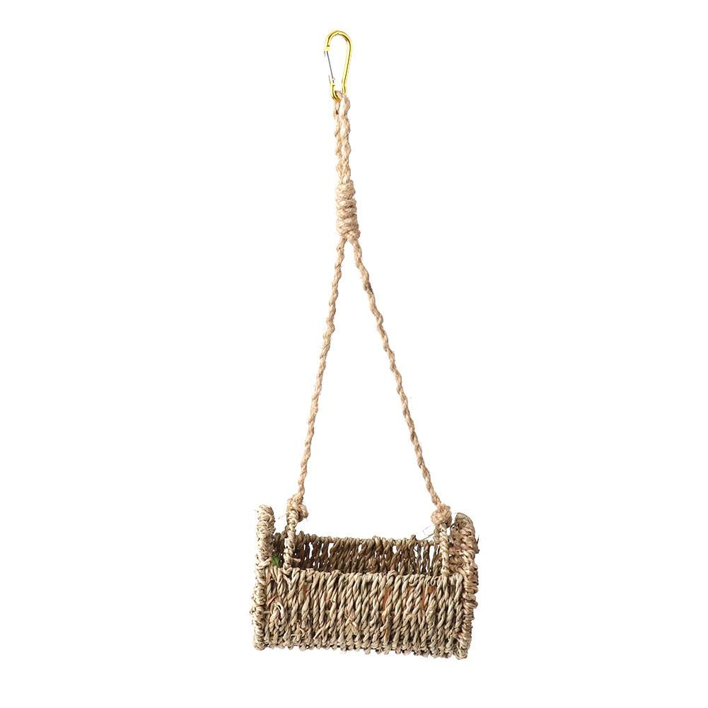 HEEPDD Hamster Hammock, Small Pet Hanging Toy Snuggle Hut Natural Handwoven Straw Nest Sewing Bed for Parrot Squirrel Guinea Pigs Mice