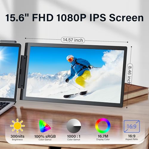 Image of MAGICRAVEN Laptop Screen Extender, 15.6 inch 1080P IPS Portable Monitor, Travel Monitor for 13-15.6 inch Laptops with USB-C /HDMI Port, Plug and Play Attachment Screen for Windows /Mac /Android /Switch /PS5 /Xbox