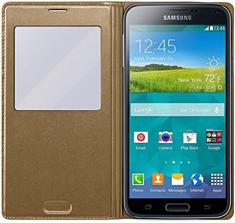 Samsung Galaxy S5 S View Flip Cover Case - Retail Packaging - Copper Gold