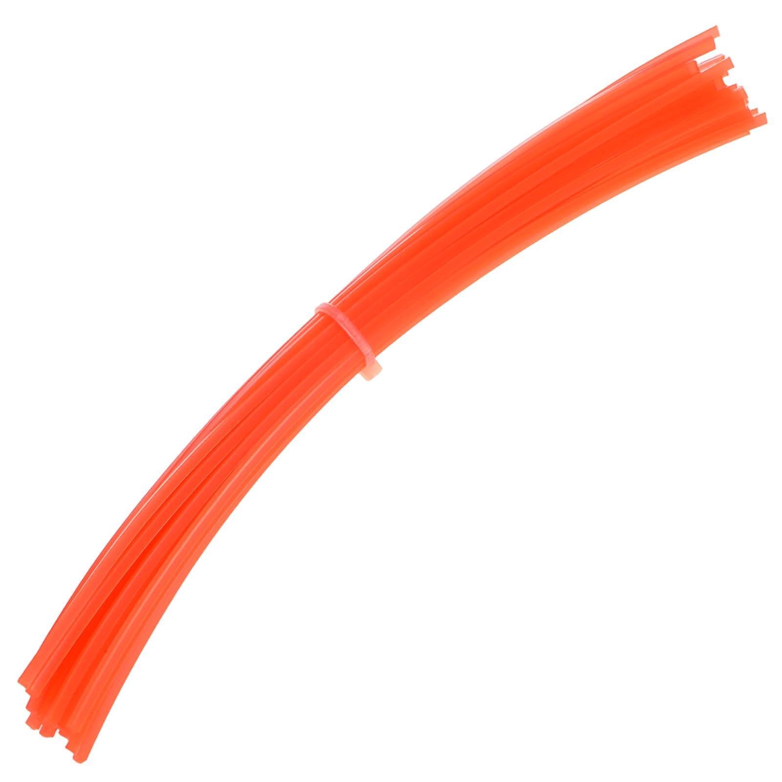 M METERXITY 50-Pack Pre-Cut Trimmer Line, 0.095 Inch x 8 Inch Square Nylon String, 102222130 Replacement Line for Trimming Grasses and Weeds [Red]