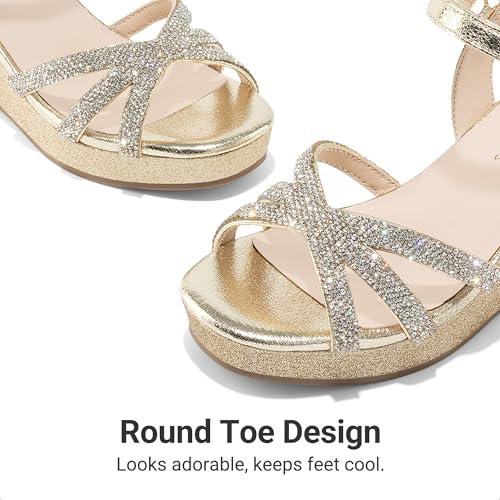 Image of DREAM PAIRS Girls Wedge Sandals Flatform Open Toe Summer Platform Sandals Flower Wedding Party for Little Kid /Big Kid