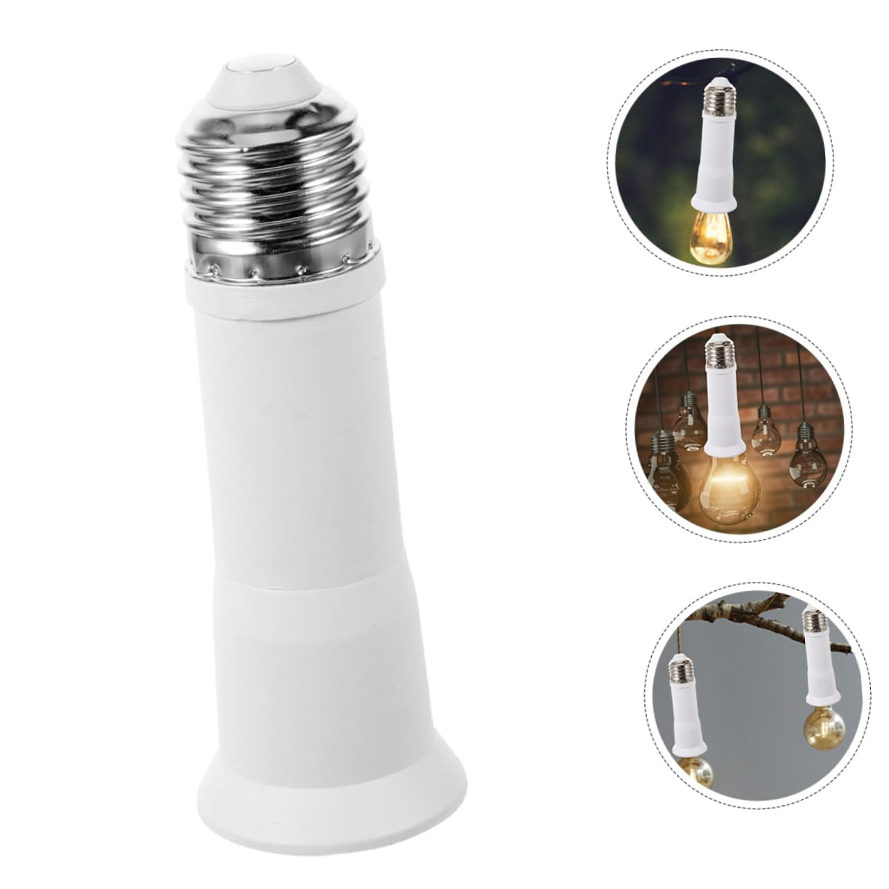 TOPBATHY 3 Set Adattatore Per Lampada Forniture Di Lampade Base Della Lampadina Adattatore Per Lampadina Presa Di Prolunga Della Lampadina Estensione Presa Luce Metallo Bianca 4 Pezzi * 3