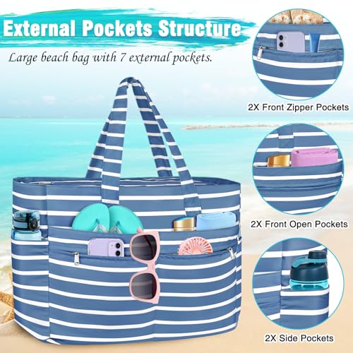 Image of HUANLANG Extra Large Beach Bag Waterproof Beach Totes Bags for Women Men,Pool Bag with Zipper Wet Pocket