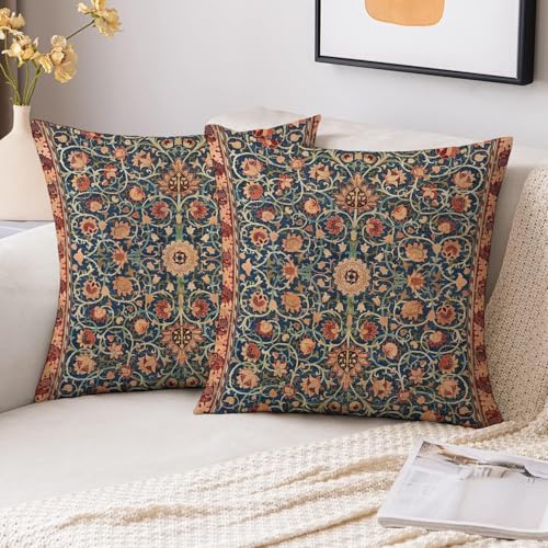 Scqiusya B0DCTRYT5S William Morris Pillow Covers 18X18 Set Of 2, Vintage Tapestry Floral Throw Pillows Cushion Cover thumb #2