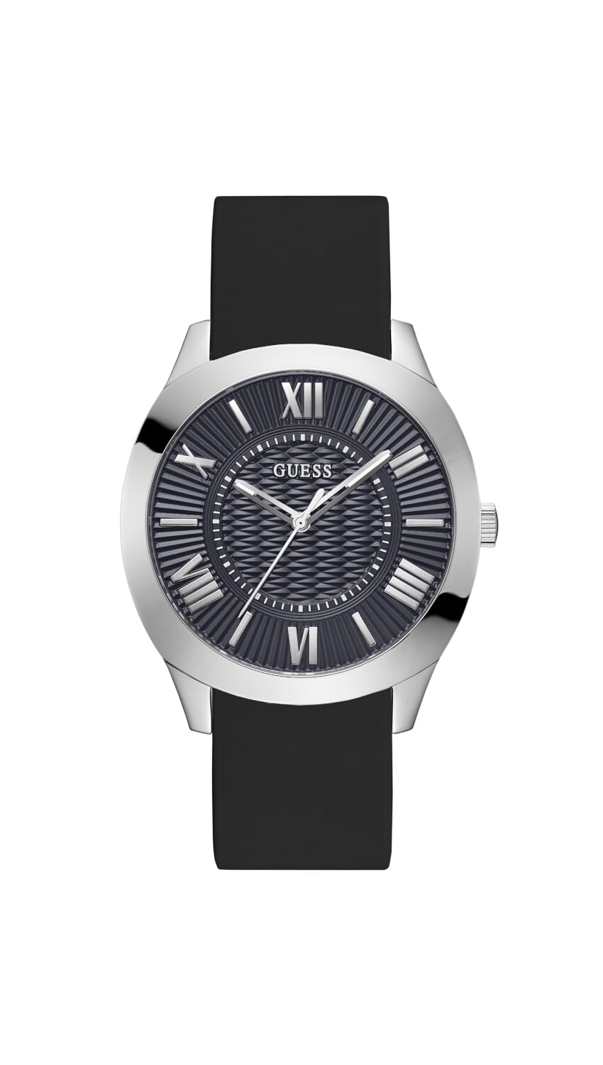 guess Silicone Analog Navy Blue Dial Men's Watch-Gw0728G1, Band Color-Black-picture-11