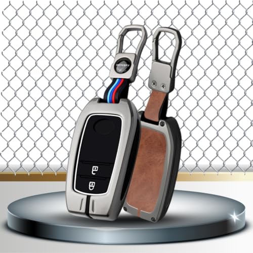 Image of KEYCEPT Metal Key Cover for 2 Button Toyota Innova Hycross | Fortuner | Hilux | Innova Crysta | Fortuner Legender | Land Cruiser | Suzuki Invicto Smart Key . (Dual Black & Tan, 2 Button)