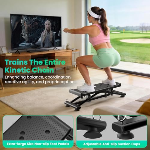 Image of Balance Board for Adults, Rocking Stepper with Resistance Bands, 300LBS Portable Wobble Board, Quiet Side to Side Ski Simulator Trainer Exercise Machine for Home Gym Core Workout