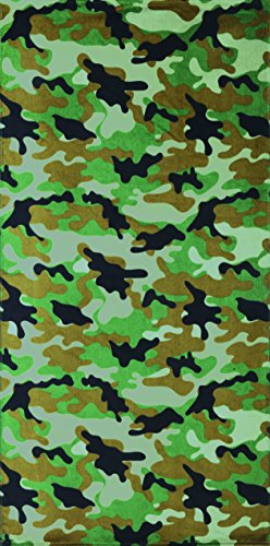 Bahia Collection by Dohler Green Camouflage Brazilian Velour Beach Towel 30x60 inches