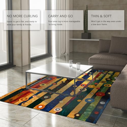 Tapis lavable 60x90cm antidérapant avec motif de cercle géométrique - 4