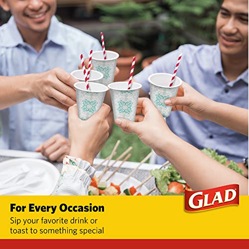 Glad Disposable Paper Straws For Everyday Use | Red And White Disposable Straws Made Of Paper | Disposable Straws For Parties Or Daily Use, 40 Count (Pack Of 1) #TOP6