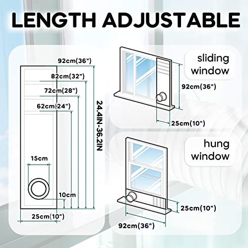 Image of Loviga Window Seal for Portable Air Conditioner, 100% Sealing Effect AC Window Seal Vent Kit for Portable Air Conditioner Tumbler Dryer, 10x24~36 Inch Length Adjustable Waterproof