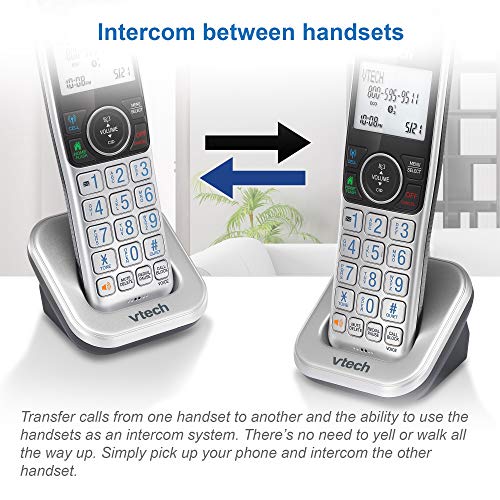 VTECH VS112-3 DECT 6.0 Bluetooth 3 Handset Cordless Phone for Home with Answering Machine, Call Blocking, Caller ID, Intercom and Connect to Cell (Silver 