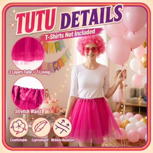 Image of Wesiti 24 Pcs 6 Sets Wigs Tutus Glasses for Women Costume,Neon,Mix
