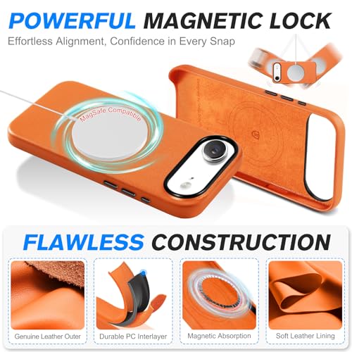 Image of SHIELDON Genuine Leather Case for iPhone Air 6.5 inch 2025, Orange