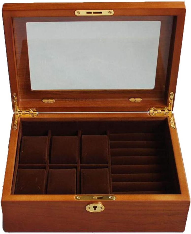 ANHPI Solid Wood Watch Box Six Loaded Glass Cover Watch Storage Box Watch Collection Box Jewelry Storage Box,Antique