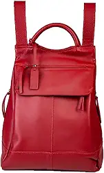 Mochila de Couro Legítimo Modelo Malu Resistente Confortável e Elegante Ideal para Trabalho, Passeios e Viagens, 30x24x10cm, 5L, Alças Reguláveis, 6 Bolsos