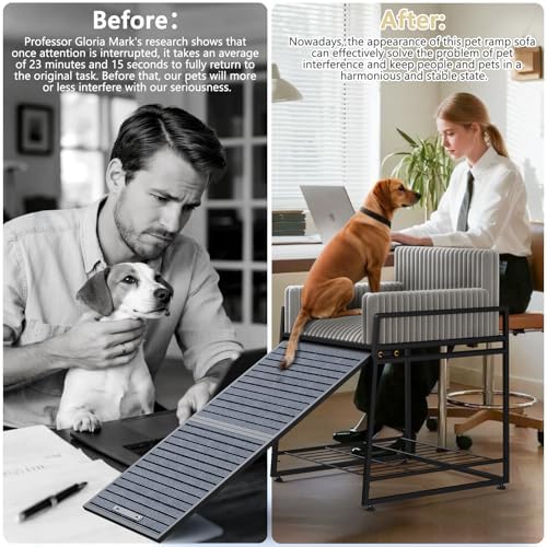Pet Stairs Ramp with Seat,Dog Window Perch with Storage — view 7