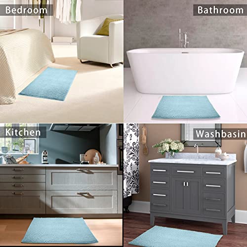 Eanpet Chenille Bath Mat Non-Slip Microfiber Floor Mat Baby Bath Mat For Kids Ultra Soft Washable Bathroom Dry Fast Water Absorbent Shower Mat Area Rugs (19.6" X 31.5", Sky Blue) #TOP5