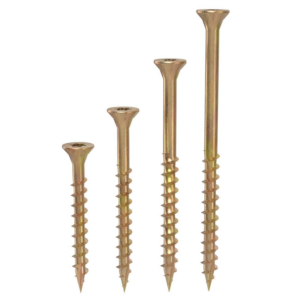 Grip-Rite GCSASSTGLD - Viti per legno, 335 pezzi, in acciaio legato, T-25 con attacco a stella, testa piatta, finitura zincata, misure assortite da 3,5 cm a 7,6 cm