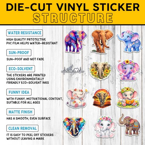Calcomanías de elefante duraderas para evitar que los niños confundan sus botellas de agua 7